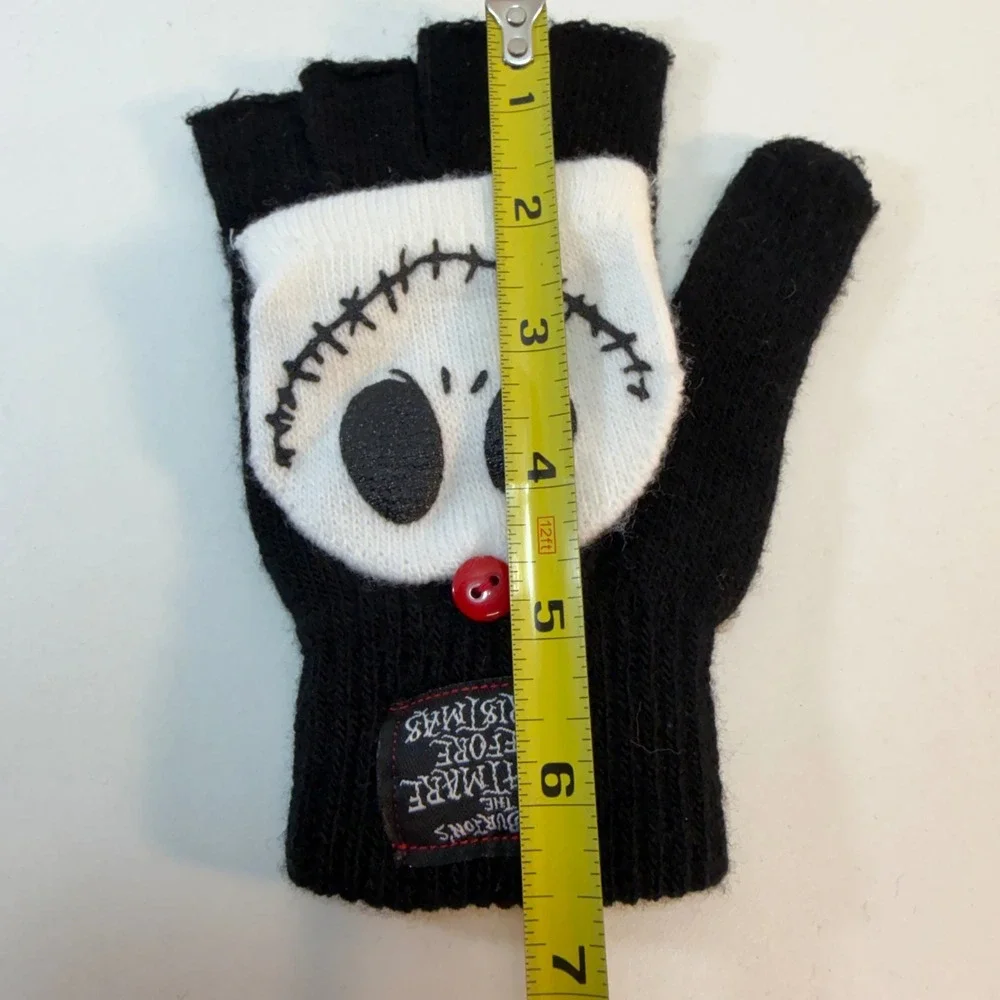 Disney Nightmare Before Christmas Gloves OS Black Jack Skellington Glittens